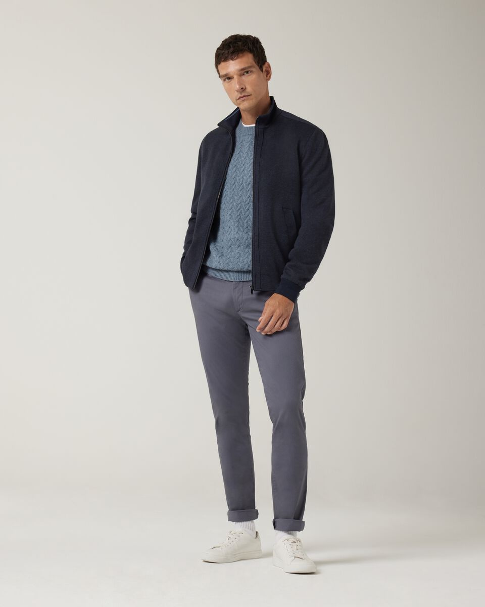 Bomber Jacket with funnel neck, Navy, hi-res